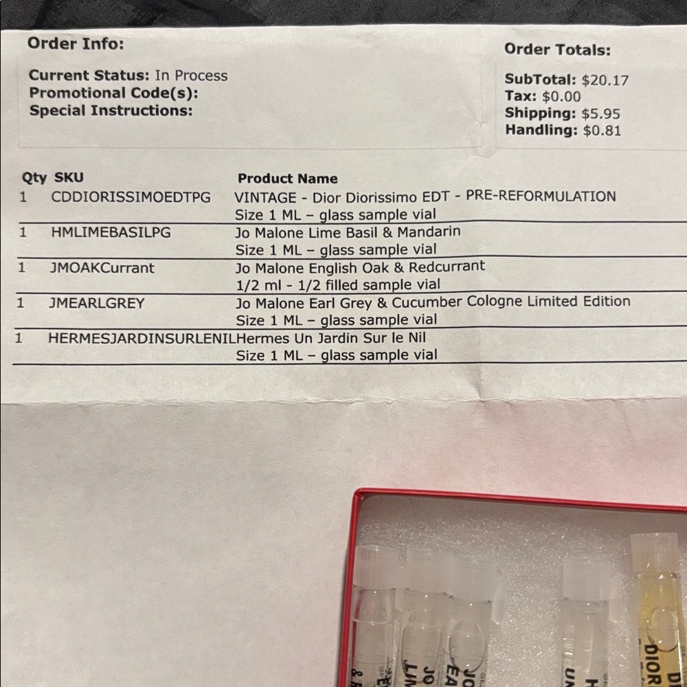 Authentic Designer Perfume Sample Bundle – Dior, Jo Malone & Hermes – 1ml Vials - Picture 2 of 4